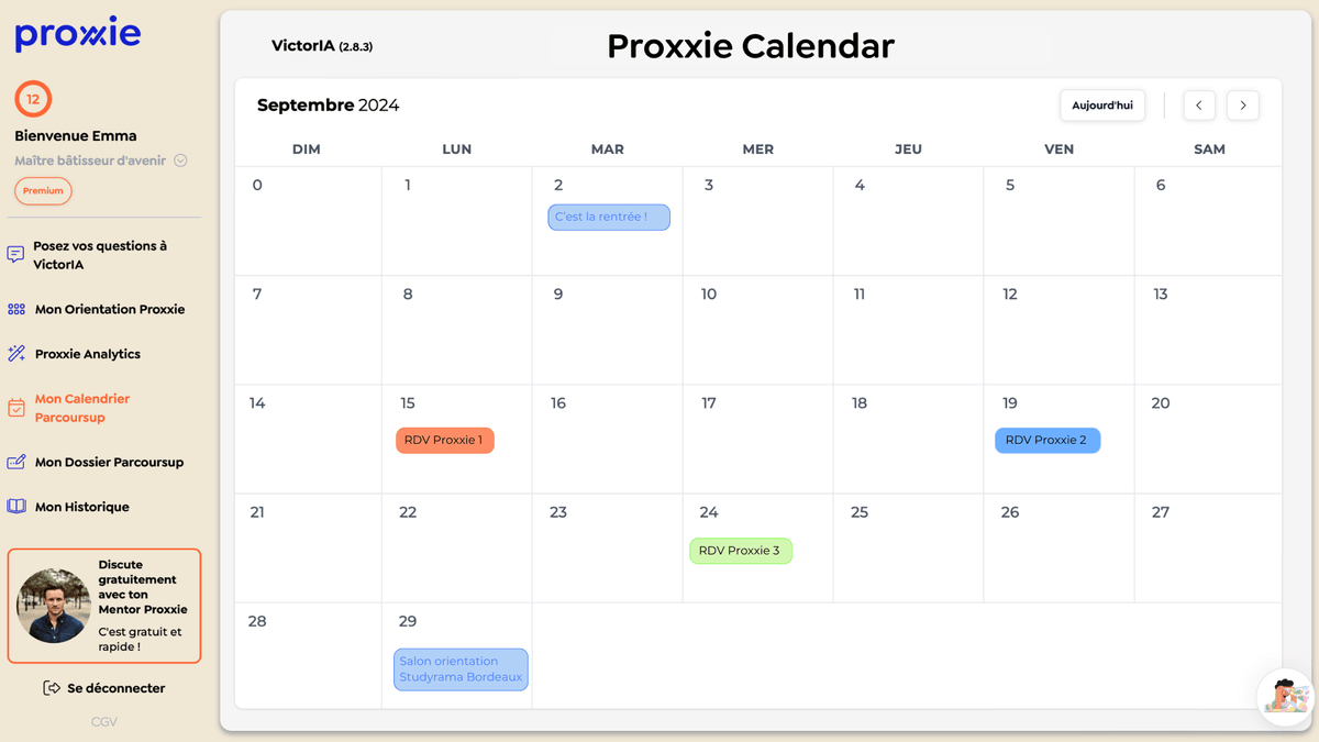 Représentation de l'outils Proxxie Calendar
